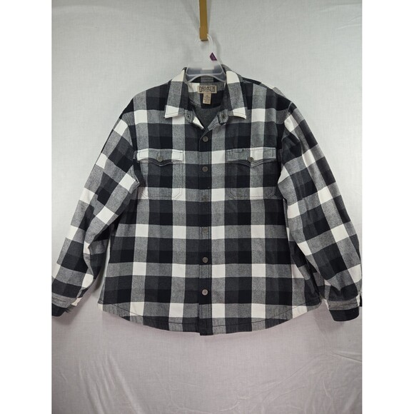 Duluth Trading Co Flapjack Fleece-Lined Shirt Jacket Black White Plaid Men's XL - Picture 1 of 12